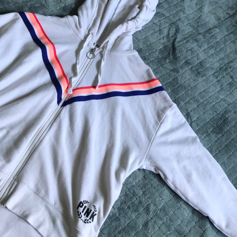White ‘PINK’ Zip Up Hoodie